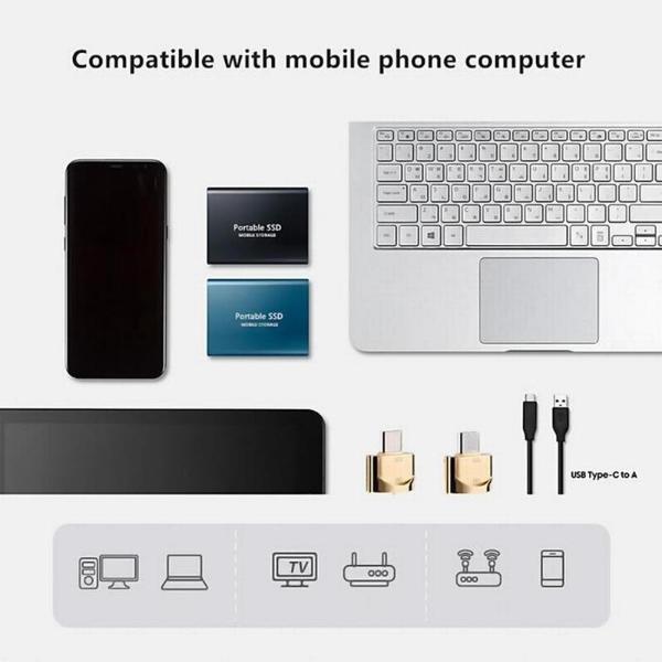 Disco Duro SSD Portátil Mini 4TB MXMDD-005 1 Pza 4TB Azul SSD Lectura 30 MBs Escritura 37 MBs USB-C Entrada USB-A-C Salida, SolidMini04TB-WIN