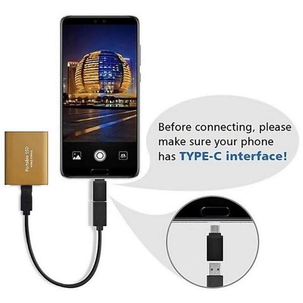 Disco Duro SSD Portátil USB 3,1 MXMDD-009 1 Pza 4TB Oro SSD Lectura 30 MBs Escritura 37 MBs USB-C Entrada USB-A-C Salida, SolidMini04TB-WIN