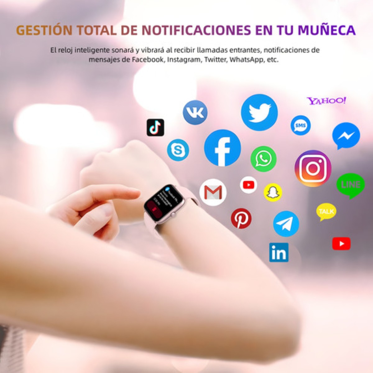 "Smartwatch Mujer Hombre Reloj Inteligente Bt Llamadas Alexa rosa "