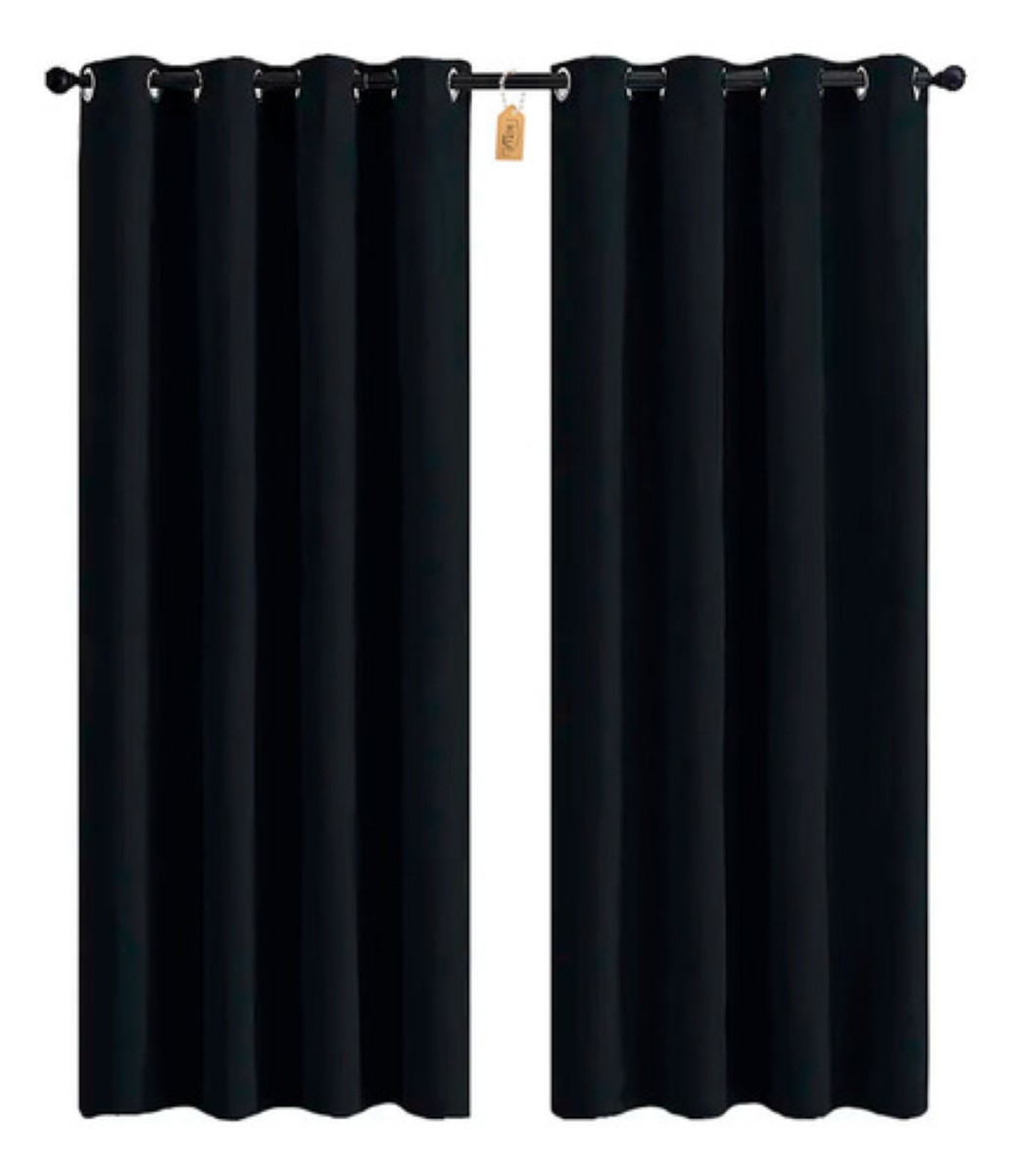 "Cortinas Kitul Blackout Plus Aislamiento Térmico 2 Paneles 215 X 135 Cm Color Negro "