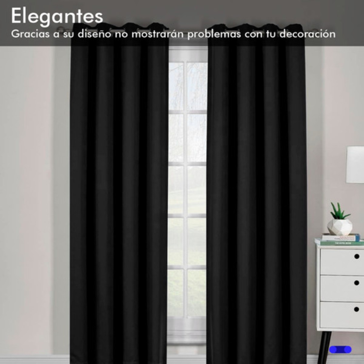 "Cortinas Kitul Blackout Plus Aislamiento Térmico 2 Paneles 215 X 135 Cm Color Negro "
