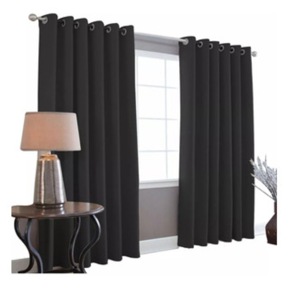 "Cortinas Kitul Blackout Plus Aislamiento Térmico 2 Paneles 215 X 135 Cm Color Negro "