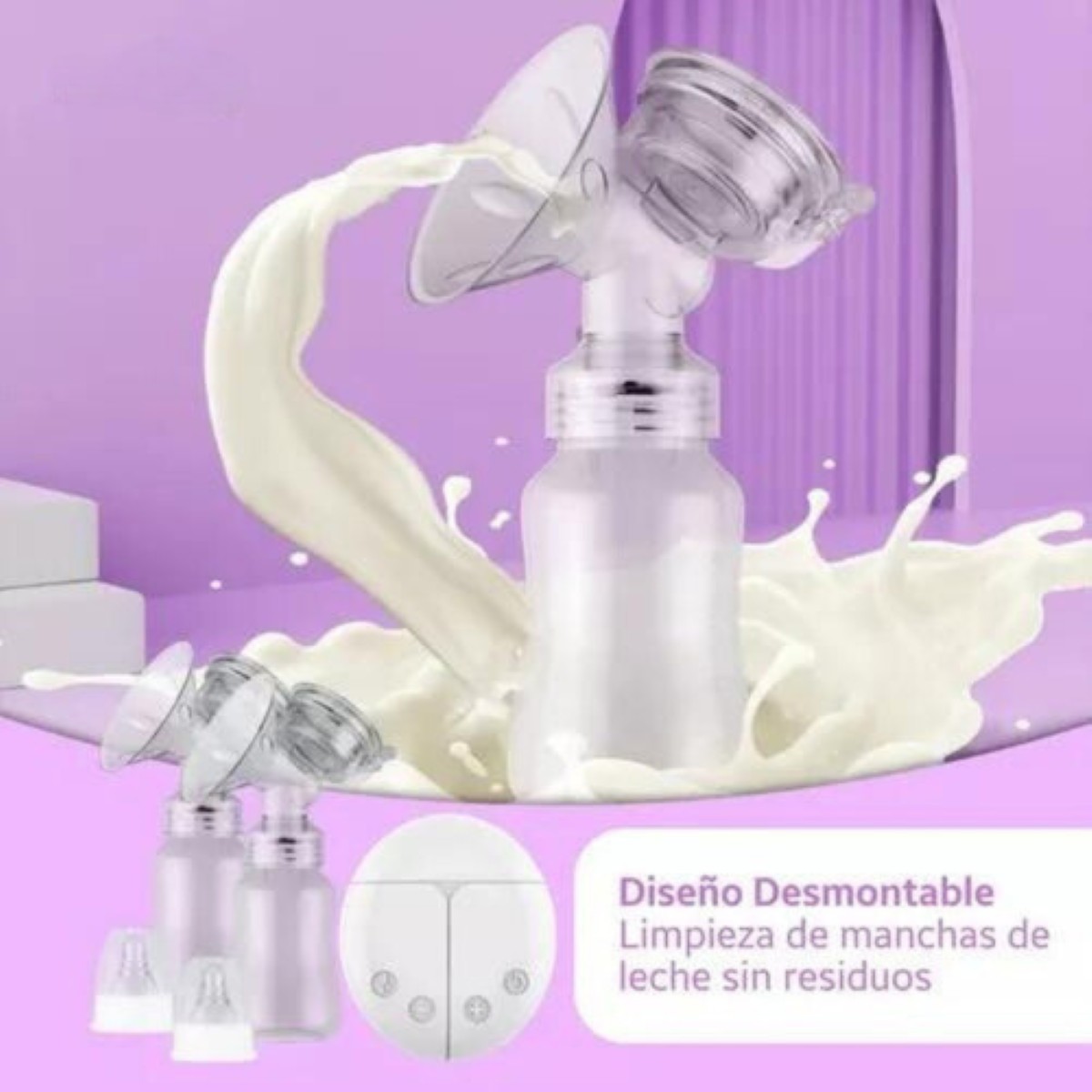 "Extractor De Leche Electrico Doble De Leche De Saca Leche transparente almoadillas moradas "