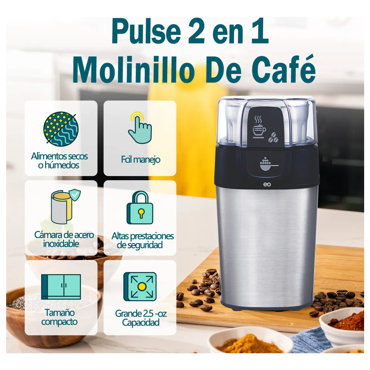 Molino De Café Eléctrico Grosor Ajustable Café/nuez/especias