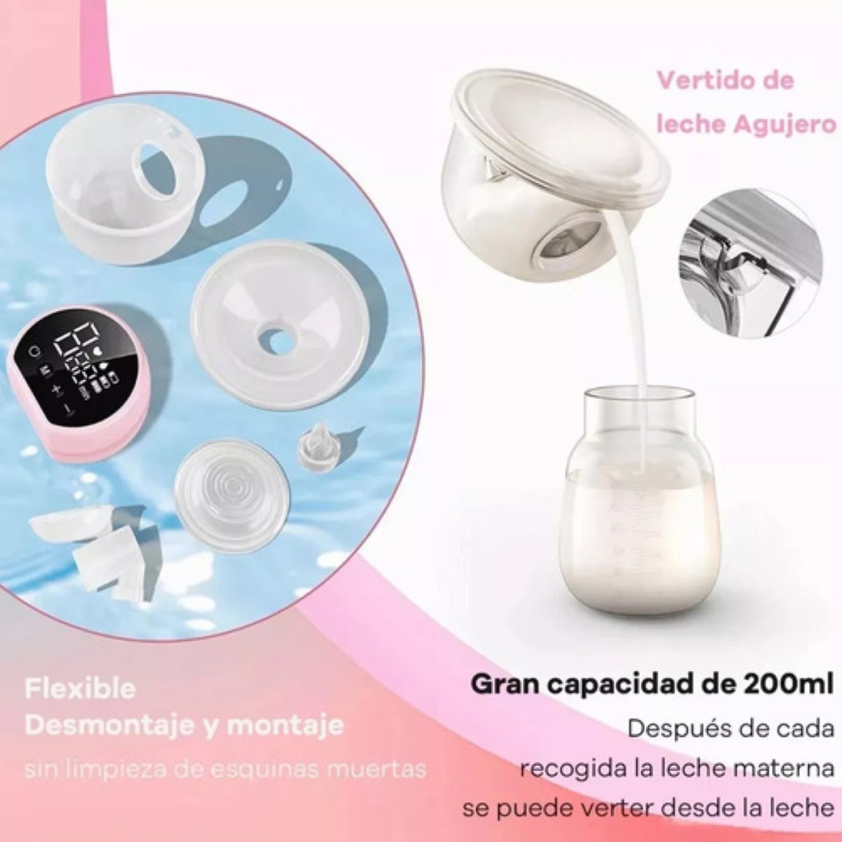 "Extractor De Leche Eléctrico Portátil Portátil E Invisible rosa "