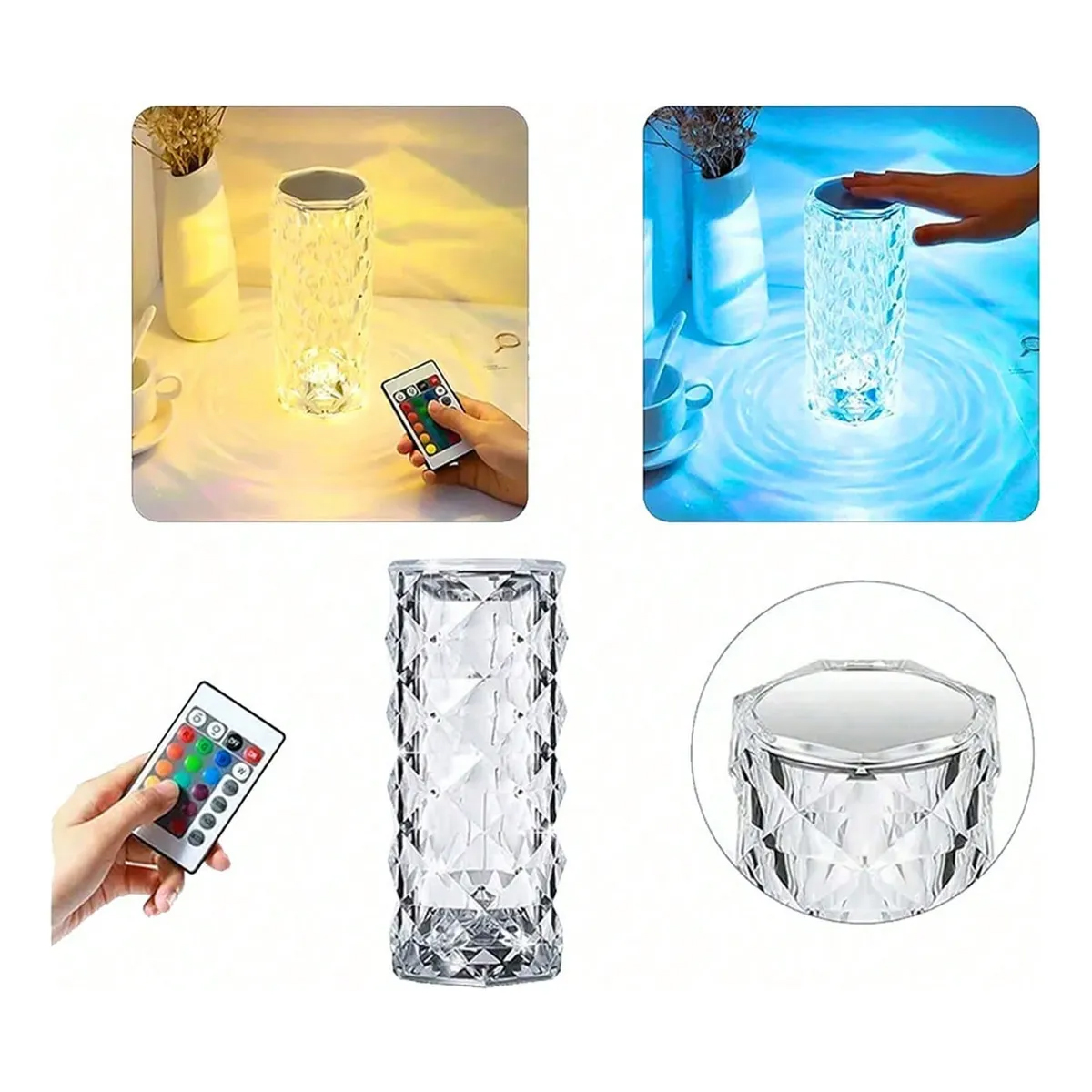 Lámpara 3d De Cristal Acrílico Control Táctil 16 Colores