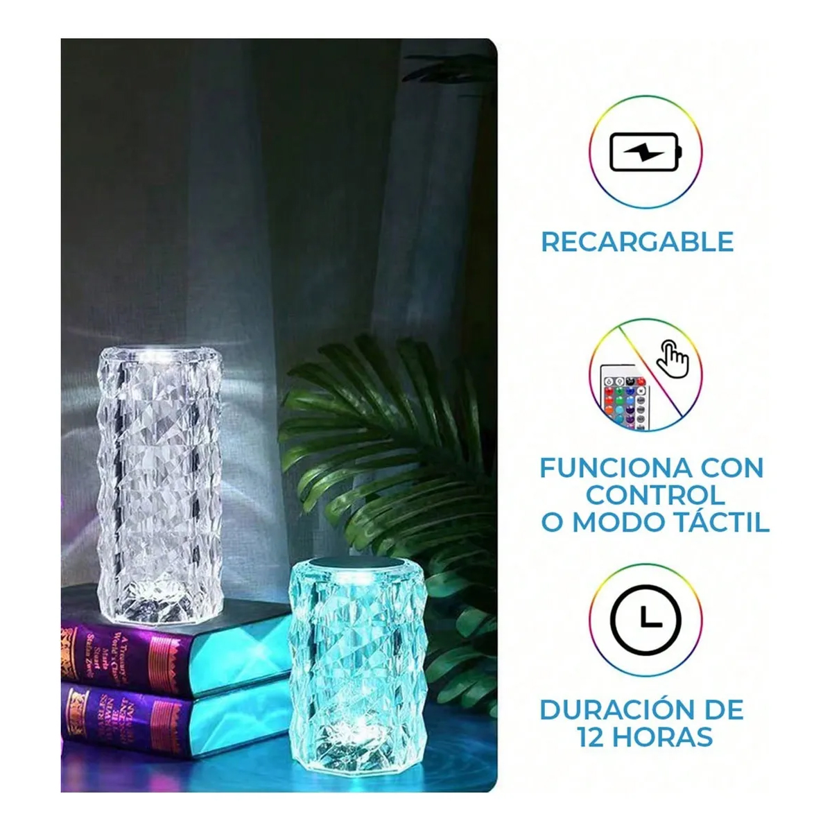 Lámpara 3d De Cristal Acrílico Control Táctil 16 Colores