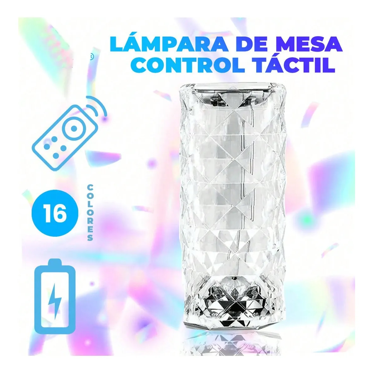 Lámpara 3d De Cristal Acrílico Control Táctil 16 Colores