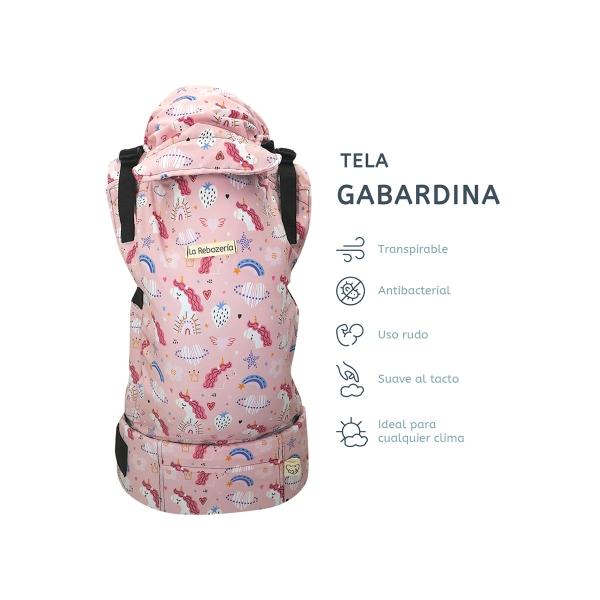 La Rebozería Portabebé Ergonómico Nukú Gabardina Estampada Firme y Ajustable