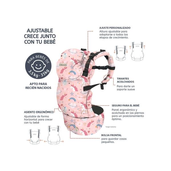 La Rebozería Portabebé Ergonómico Nukú Gabardina Estampada Firme y Ajustable