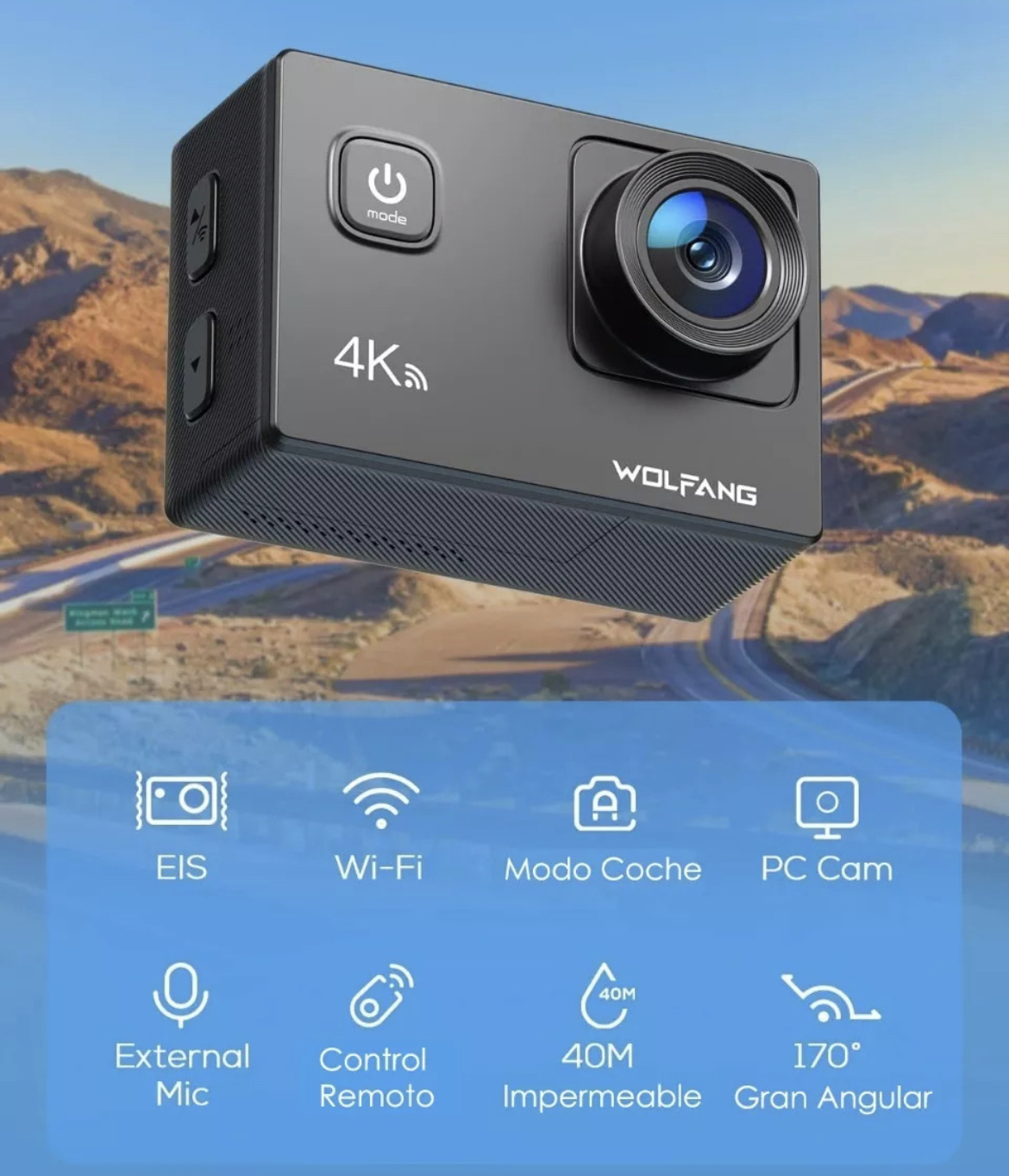 Cámara De Acción Deportiva  Wifi 4k 20mp 30fps Cámara Submarina Resistente al Agua de 40 m Con Micrófono Externo y Control Remoto