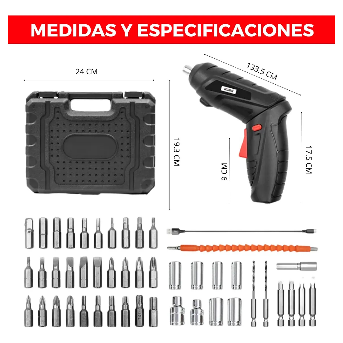 Desarmador Eléctrico Destornillador Inalámbrico Negro