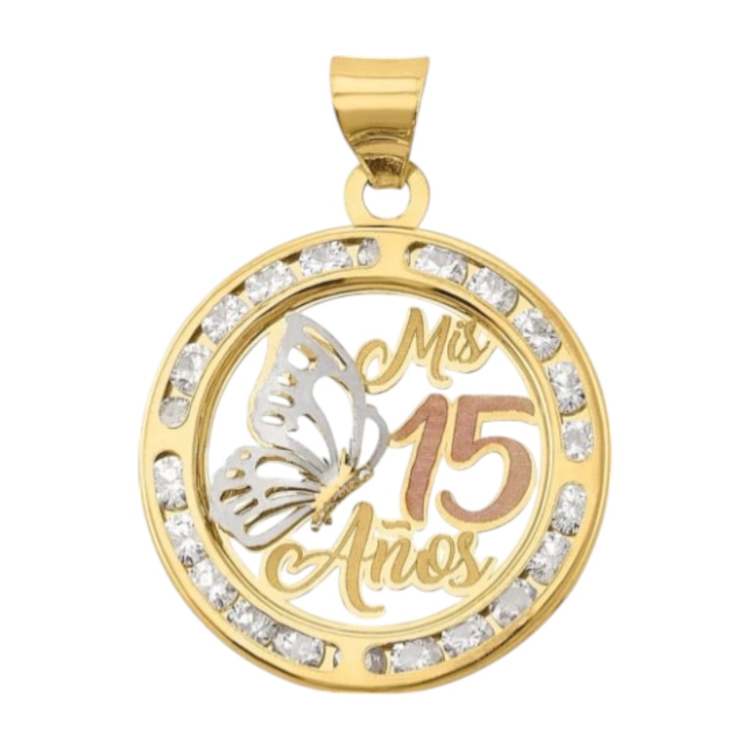 Kit Cadena Con Dije Xv Años Mariposa Oro 10K + Obsequio.