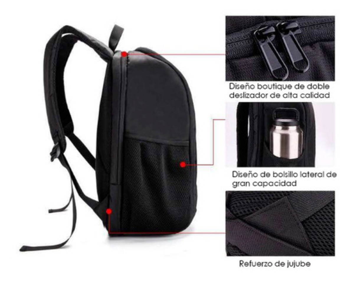 "Mochila Para Computadora Portátil Con Cámara Grande negro naranja "