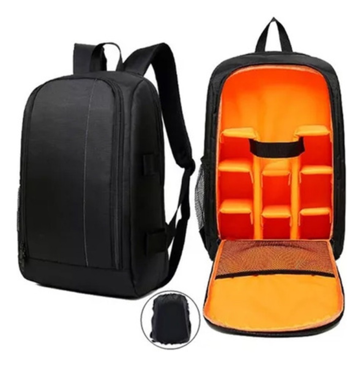 "Mochila Para Computadora Portátil Con Cámara Grande negro naranja "