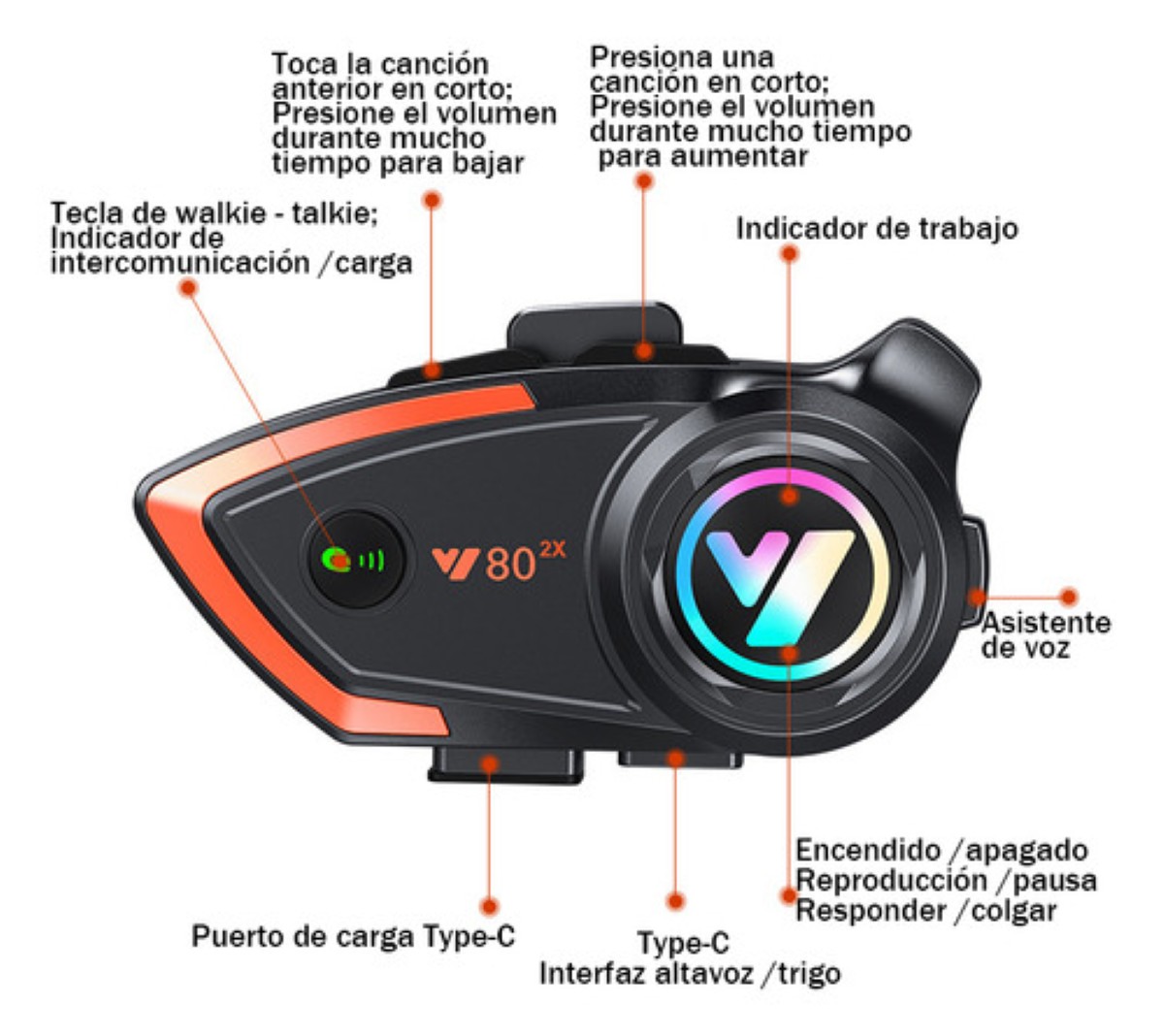 "Audífonos Para Casco De Motos Audifonos Bluetooth Para Casco negro rojo "
