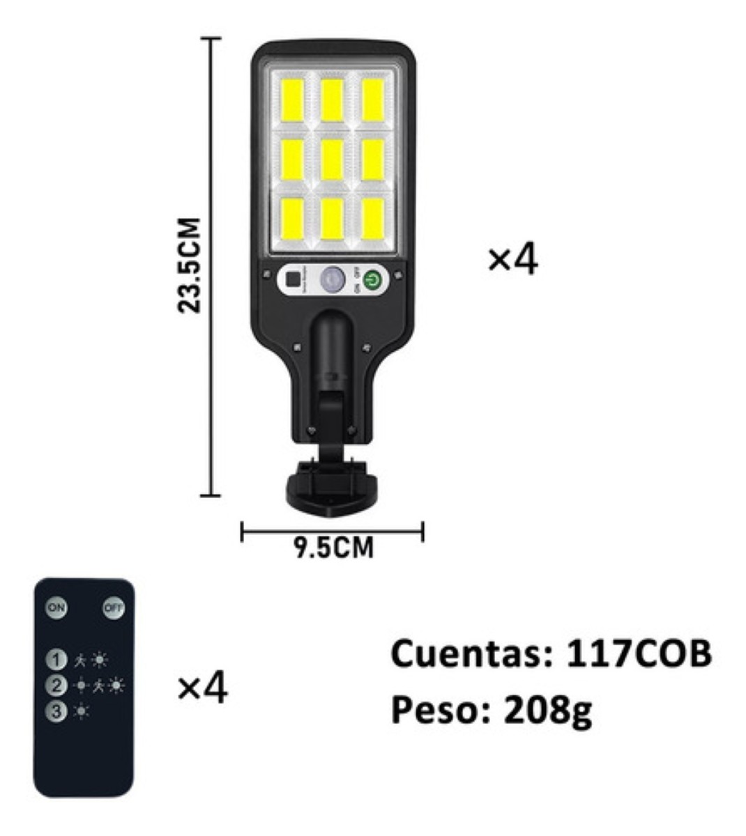 4pack De Luz Solar Mazorca Al Aire Libre Super Brillante