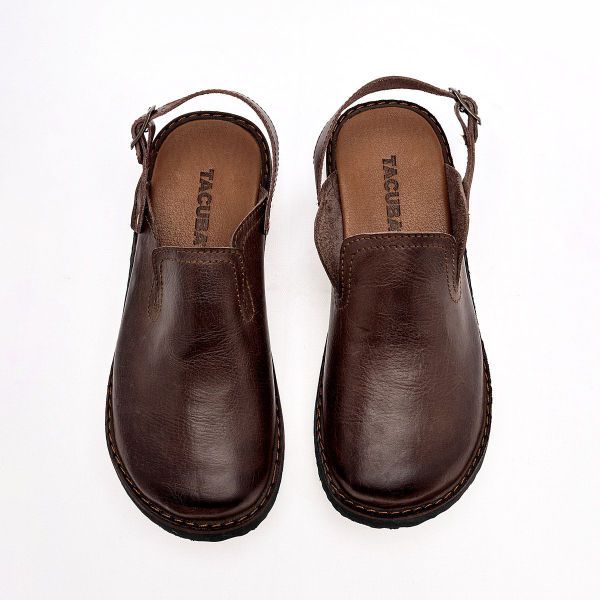 SANDALIA CERRADA TACUBA SHOES EN PIEL PARA HOMBRE COLOR CAFE 8000