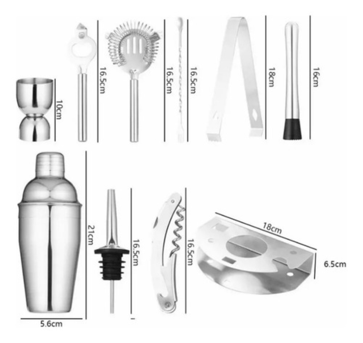 "Set De Utensilios Para Coctelería, 17 Piezas, 750 Ml "