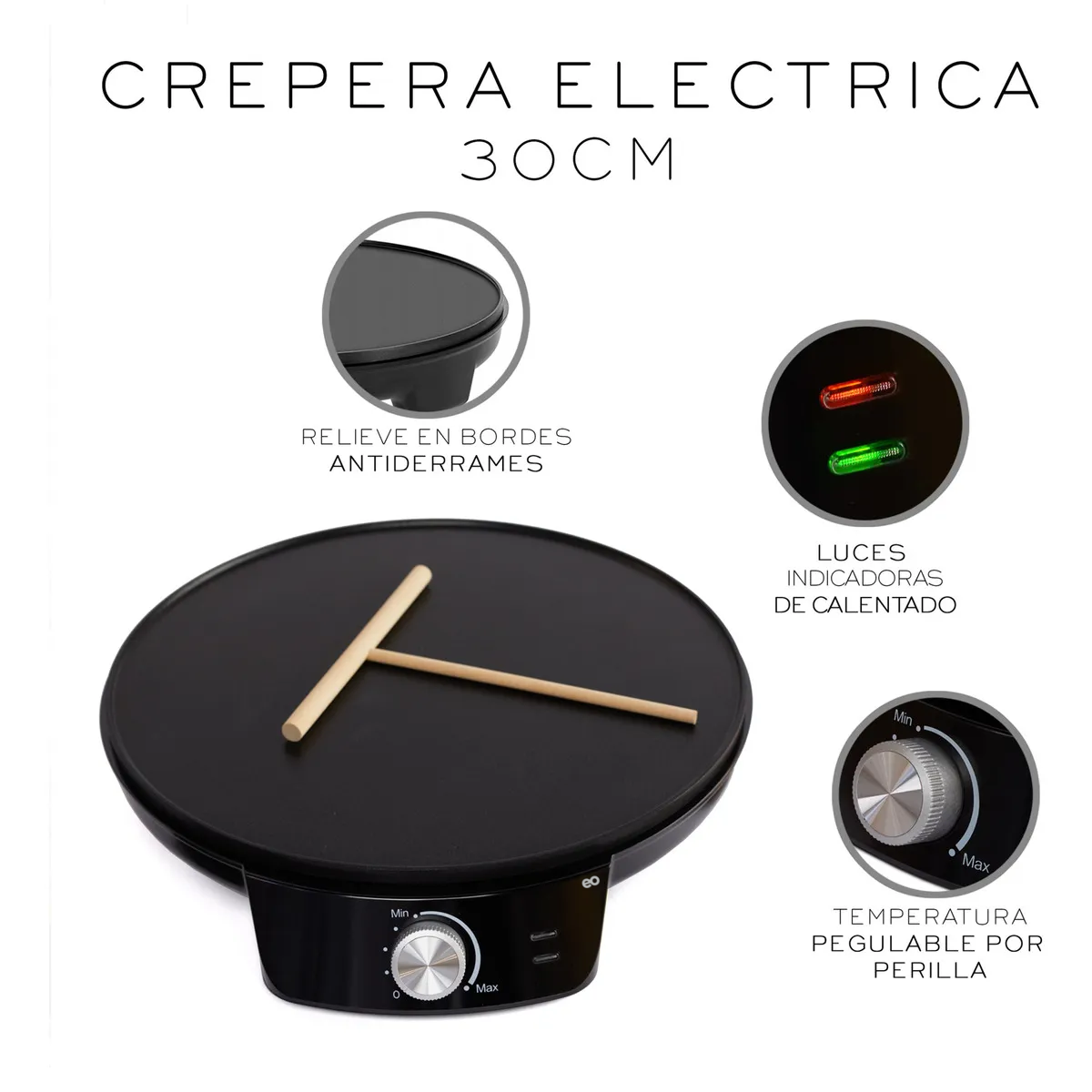 Crepera Electrica Maquina Para Hacer Crepas Nube Color Negro