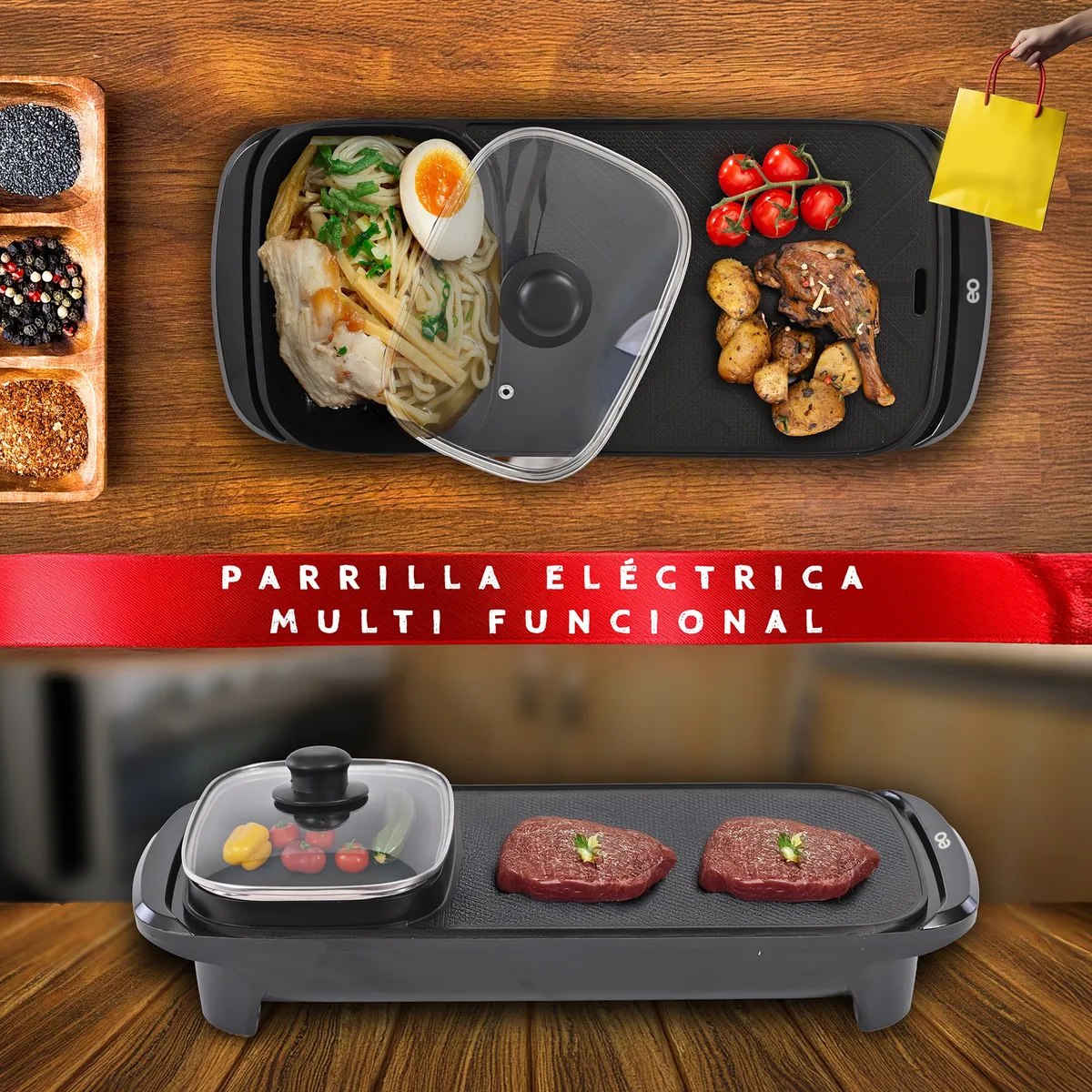 Parrilla Asador Eléctrica Cocina Antiadherente Grill Plancha