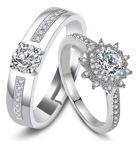 2 Anillos De Pareja Plata 925 Compromiso Promesa Ajustable