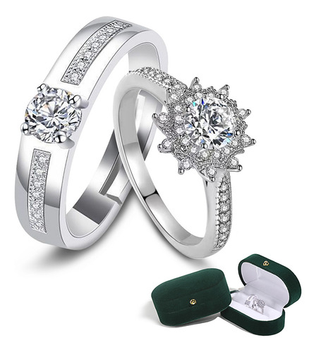 2 Anillos De Pareja Plata 925 Compromiso Promesa Ajustable