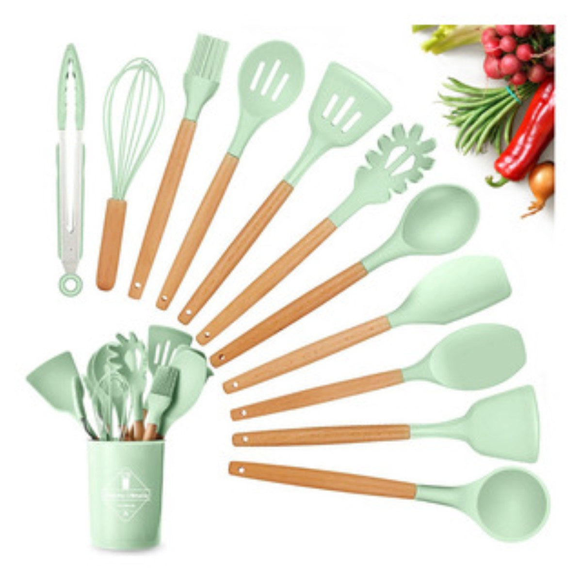 12 Piezas Color Verde agua En Pack De accesorios cocina