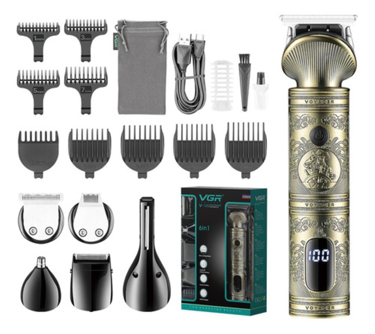 "Rasuradora Máquina Cortar Cabello Kit Cortadora Profesional dorado Con dibujo de pirata "