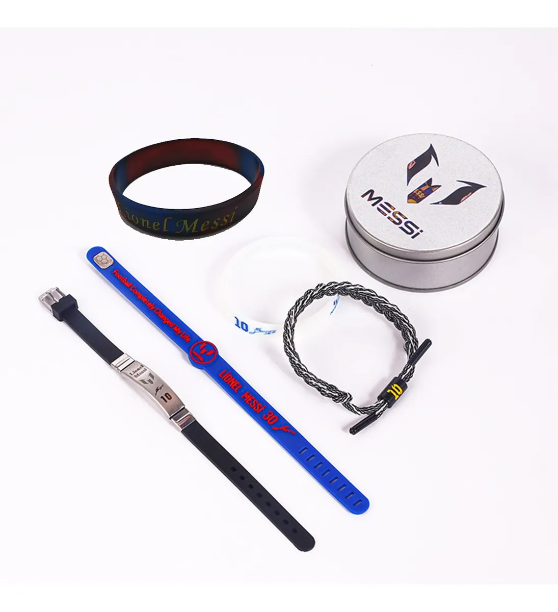 Set De Pulseras Con Estuche De Astros Messi Y Cr7 Ronaldo