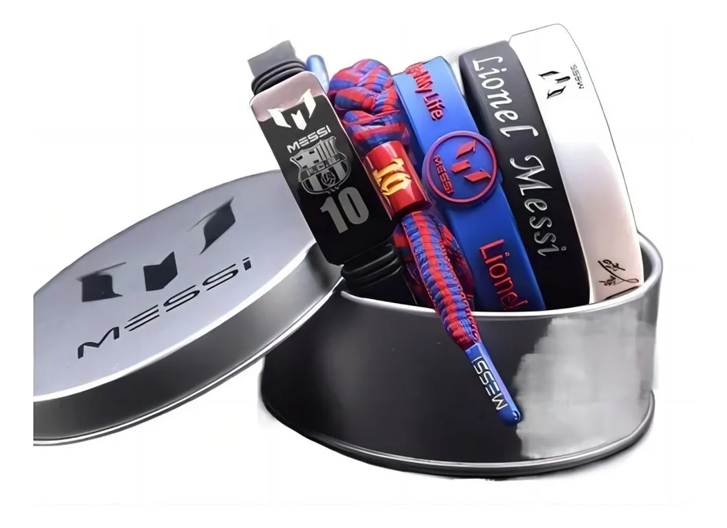 Set De Pulseras Con Estuche De Astros Messi Y Cr7 Ronaldo