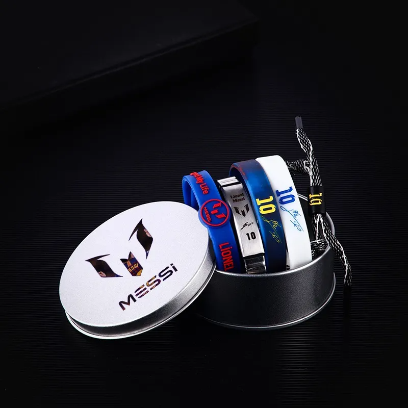 Set De Pulseras Con Estuche De Astros Messi Y Cr7 Ronaldo