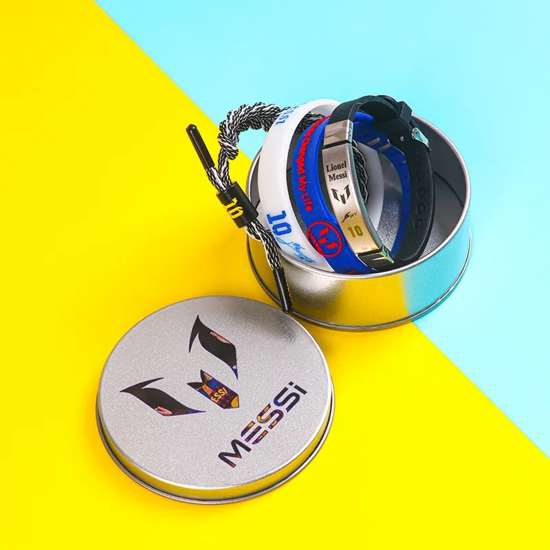 Set De Pulseras Con Estuche De Astros Messi Y Cr7 Ronaldo