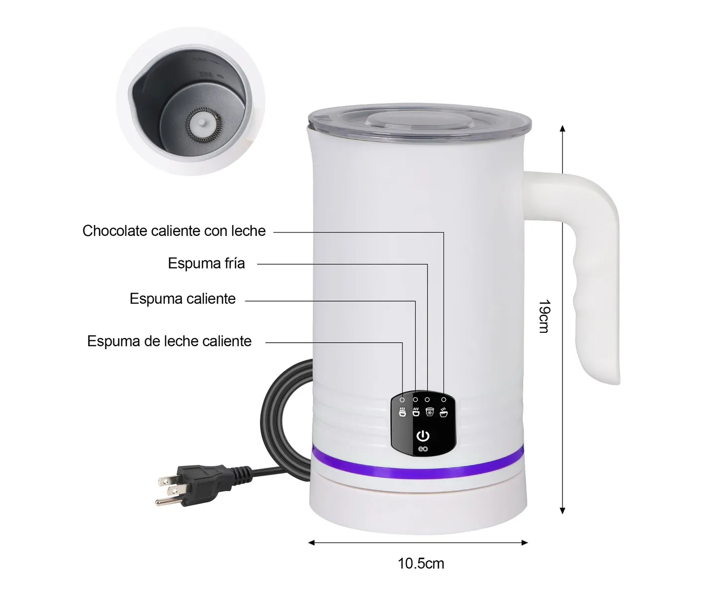 Espumador Leche Electrico Automática 4 En 1 Fría Y Caliente