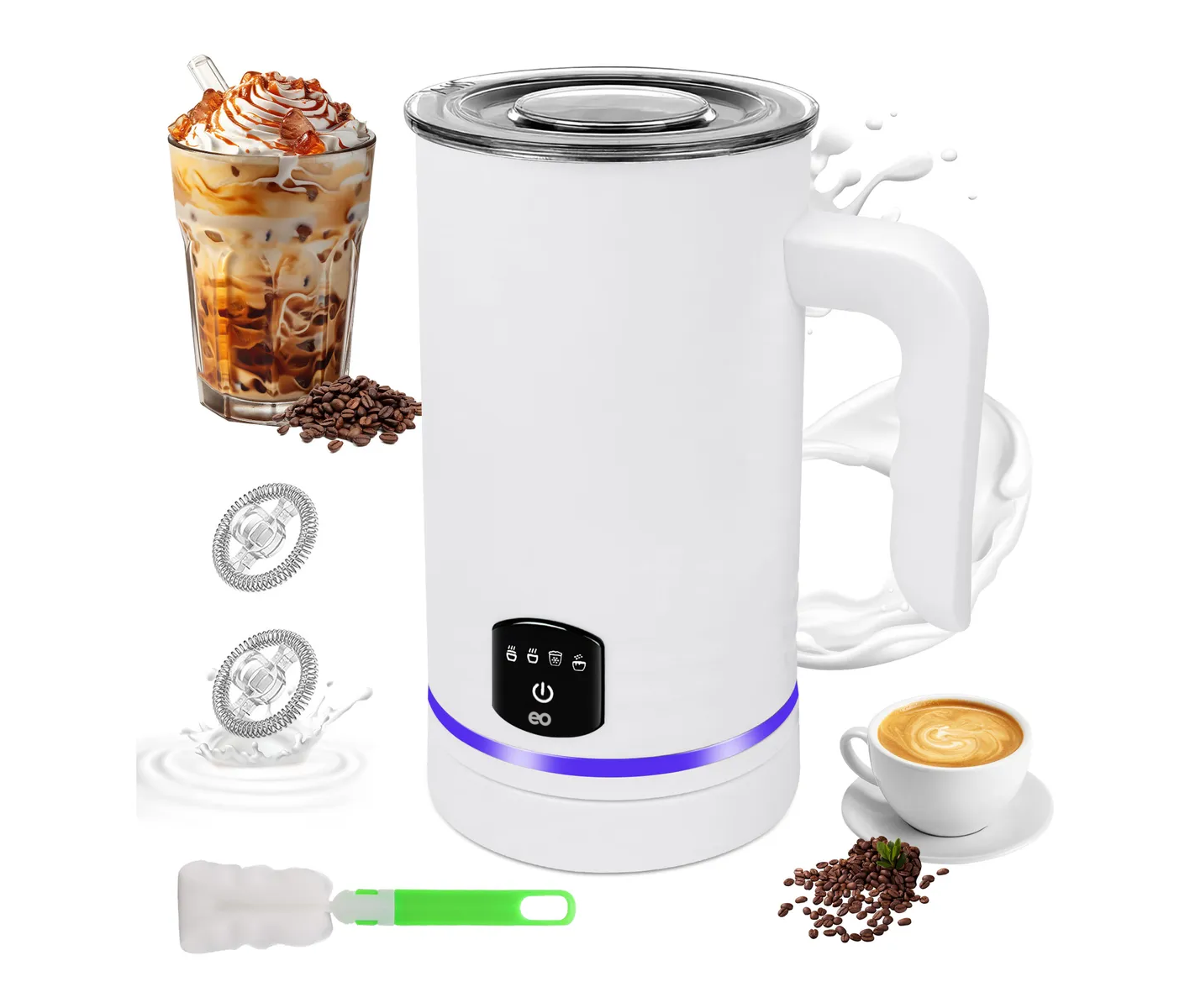 Espumador Leche Electrico Automática 4 En 1 Fría Y Caliente