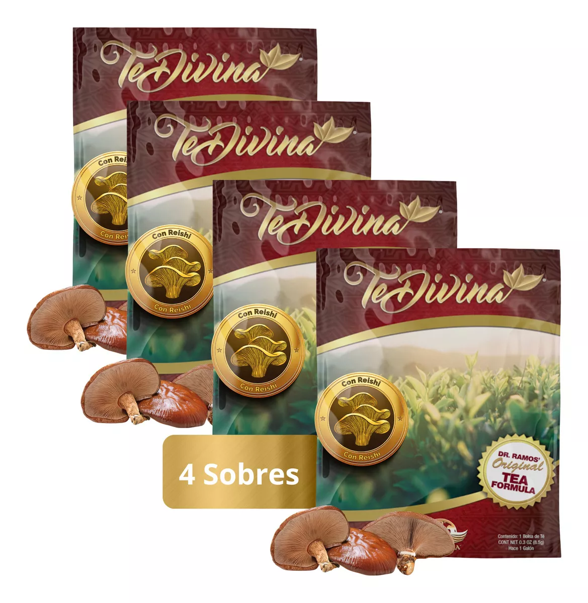 Té Divina Original 4 Sobres – Detox Natural de 1 Mes – 12 Hierbas Orgánicas – Vida Divina Sin Cafeína