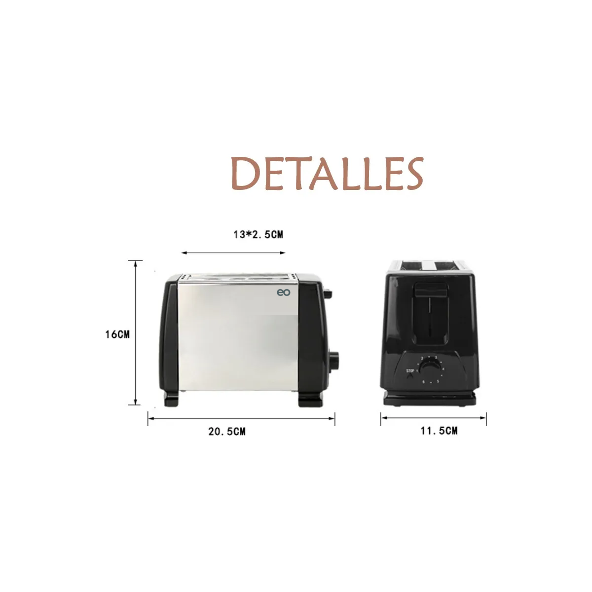 Tostadora 650w 2 Rebanadas Extra Ancha 6 Ajustes De Temperatura