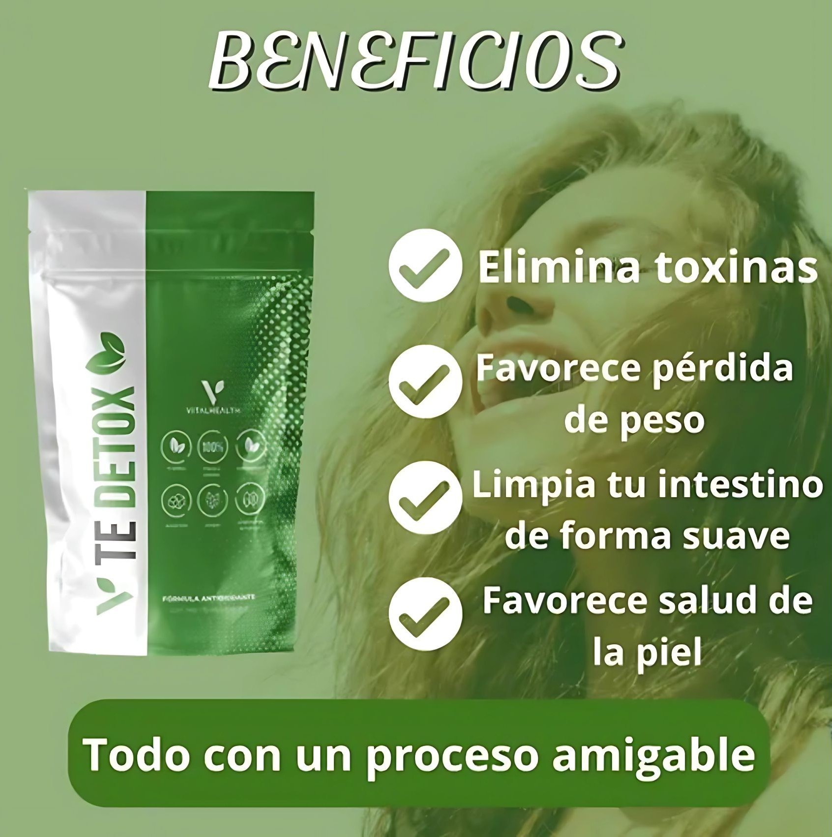 Té Detox VitalHealth 2 Sobres – Suplemento Herbal Natural para 2 Semanas – Sin Cafeína y Antioxidante