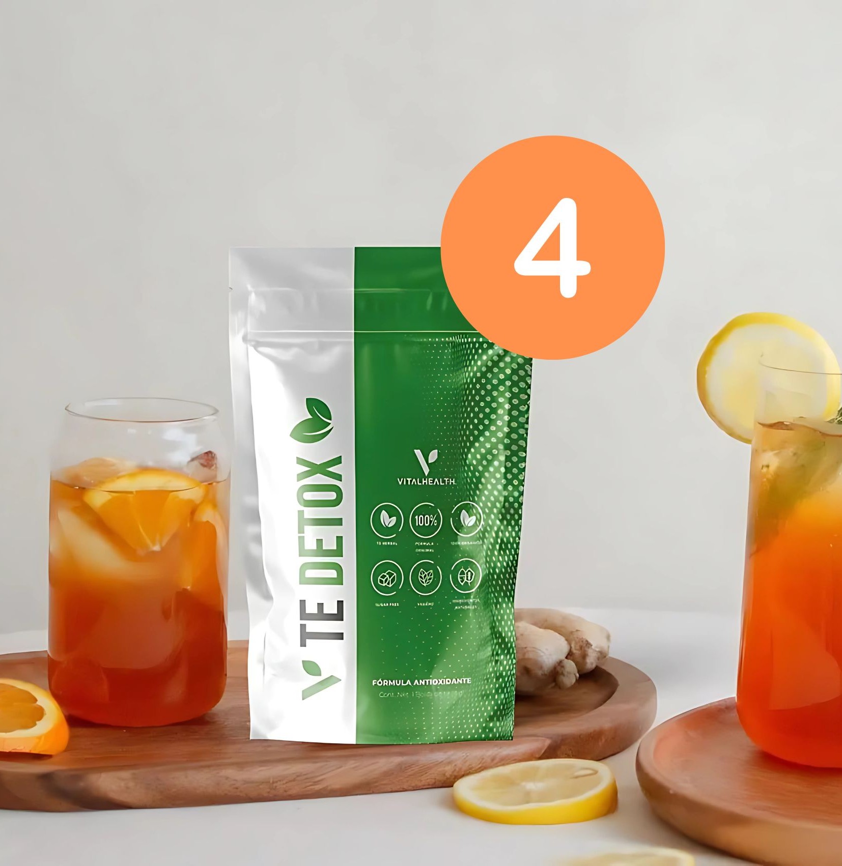 Té Detox VitalHealth 4 Sobres – Tratamiento Herbal de 28 Días – Infusión Digestiva Sin Cafeína
