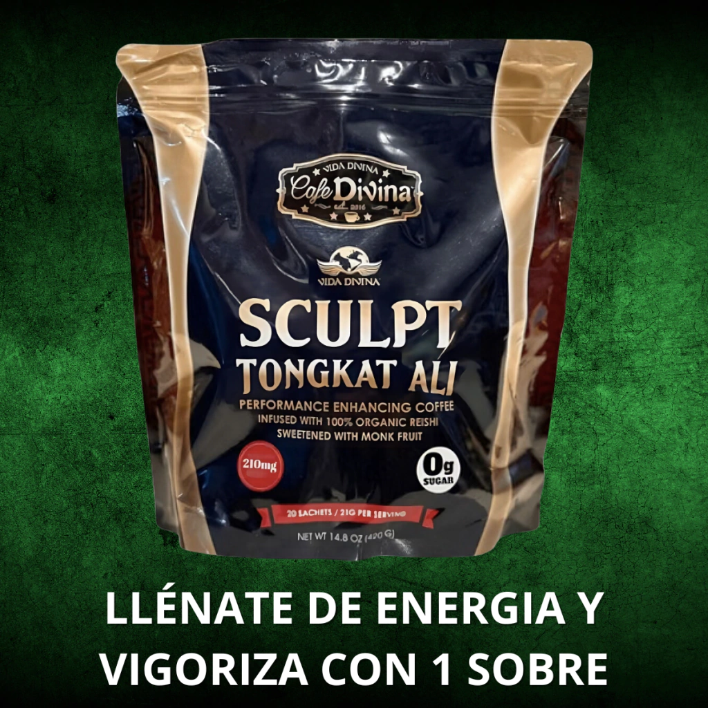 Café Suplemento Tongkat Ali Vida Divina – Energía, Resistencia y Potencia Natural – 20 Sobres con Reishi y Ginseng