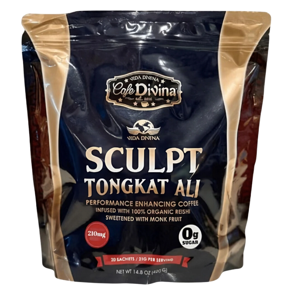 Café Suplemento Tongkat Ali Vida Divina – Energía, Resistencia y Potencia Natural – 20 Sobres con Reishi y Ginseng