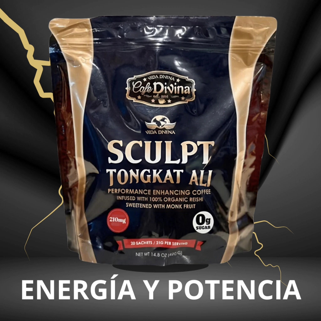 Café Suplemento Tongkat Ali Vida Divina – Energía, Resistencia y Potencia Natural – 20 Sobres con Reishi y Ginseng