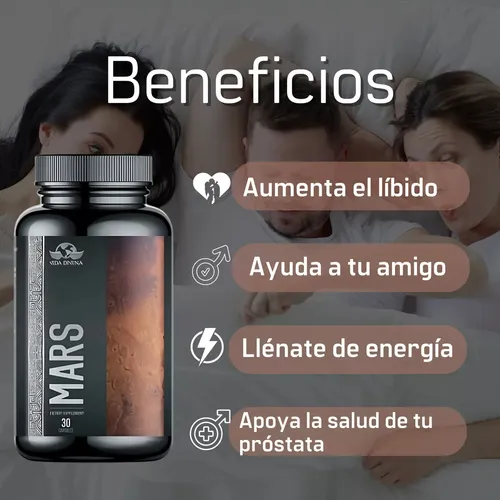 Cápsulas Mars Vida Divina – Suplemento para Energía, Testosterona y Vitalidad Masculina – 30 Cápsulas Naturales