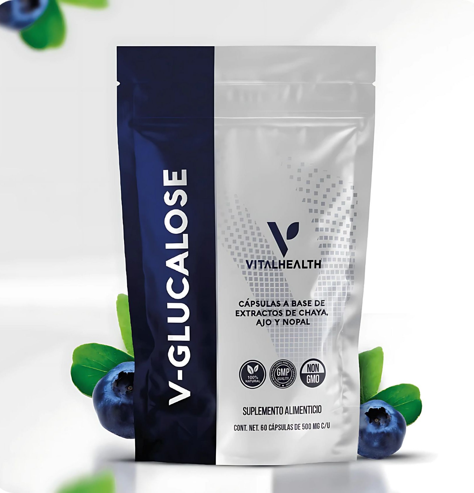 V-Glucalose VitalHealth 60 Cápsulas | Suplemento Natural Control de Azúcar, Insulina y Metabolismo | No GMO, 100% Natural