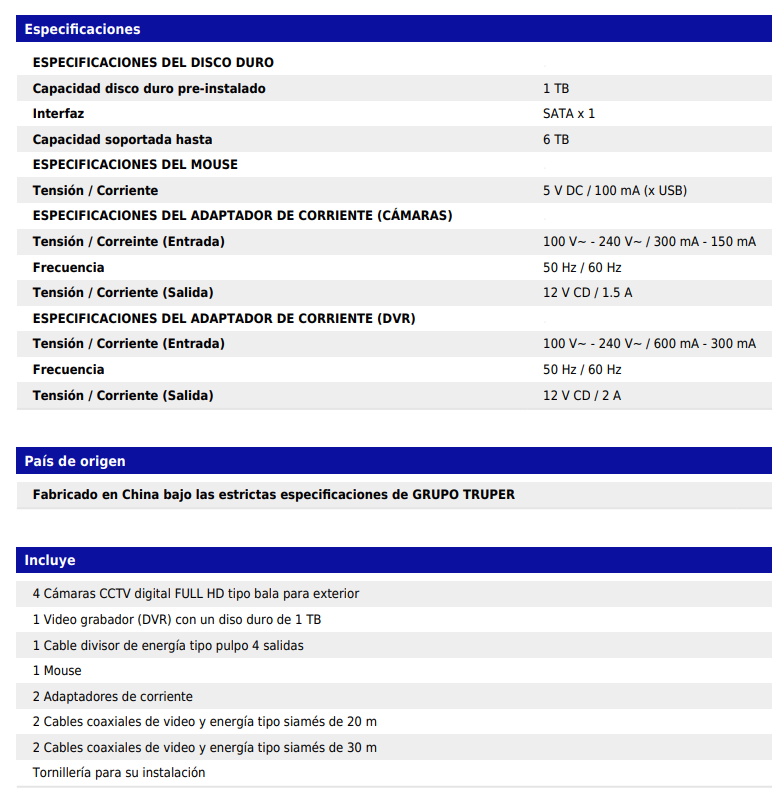 Kit video vigilancia, 8 canales, 4 cámaras  digitales y analógicas, 5MP, Disco 1TB 