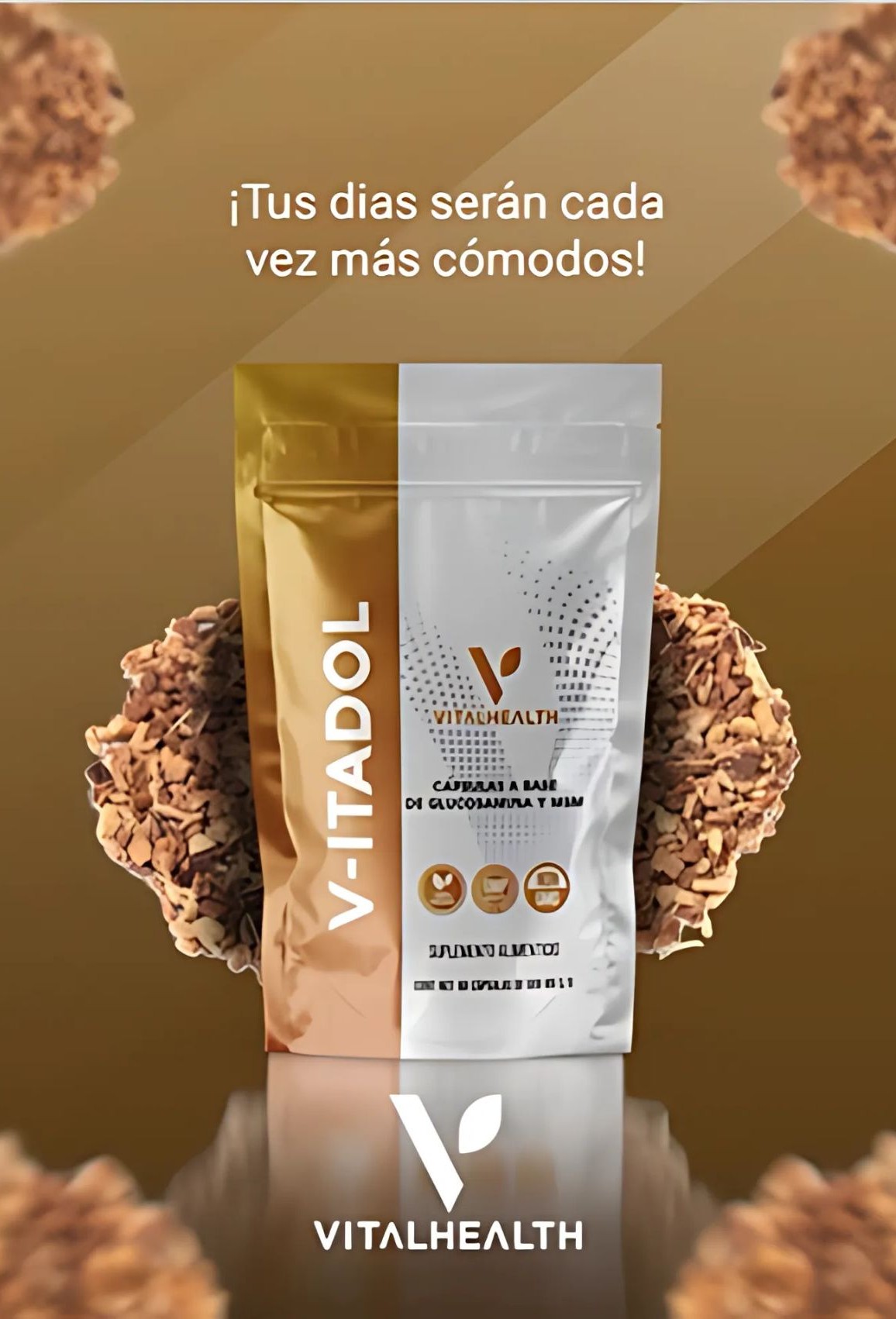 VITADOL VitalHealth – Suplemento Natural para Articulaciones y Músculos – 60 Cápsulas con Glucosamina, MSM y Zarzaparrilla