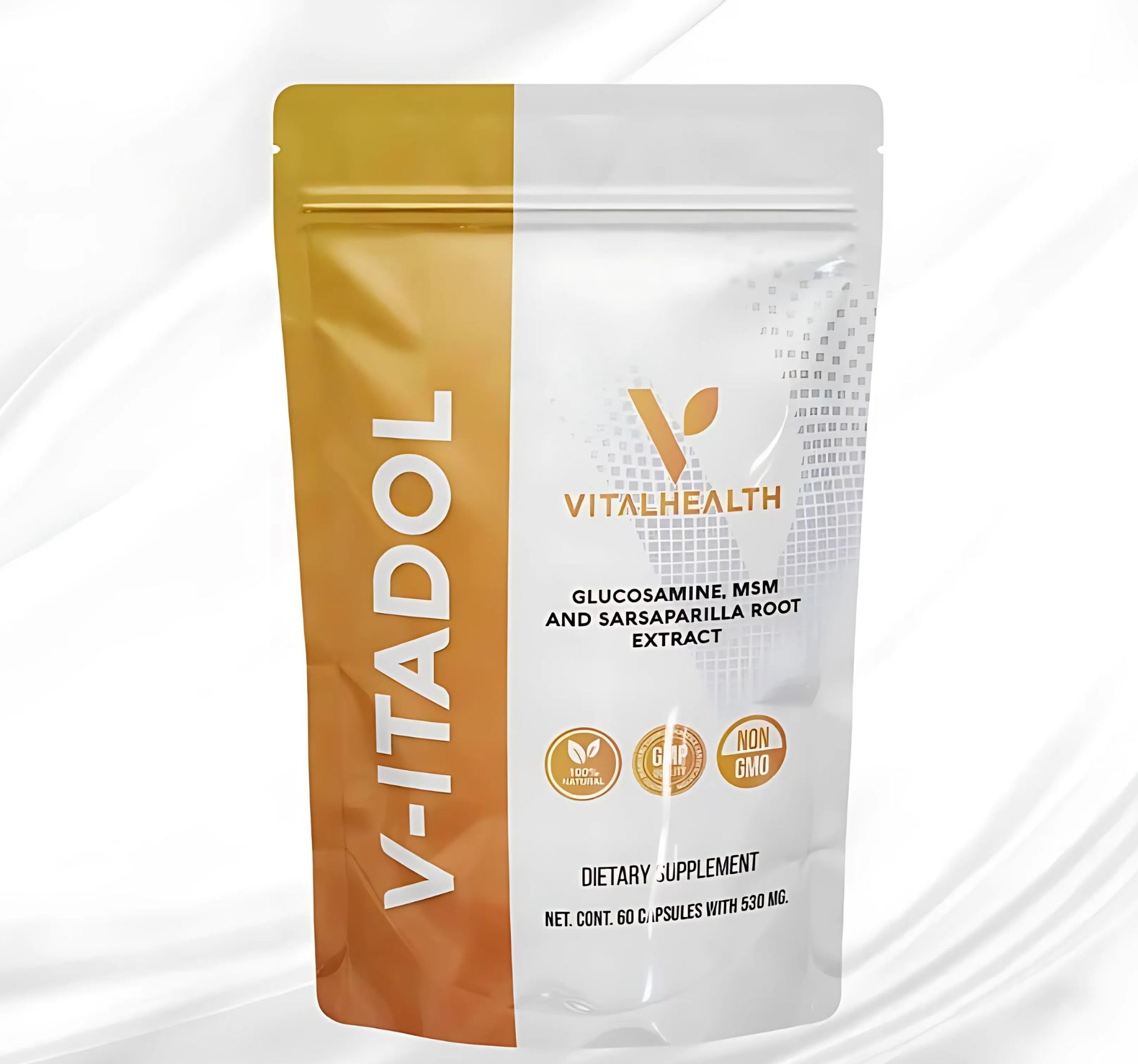 VITADOL VitalHealth – Suplemento Natural para Articulaciones y Músculos – 60 Cápsulas con Glucosamina, MSM y Zarzaparrilla