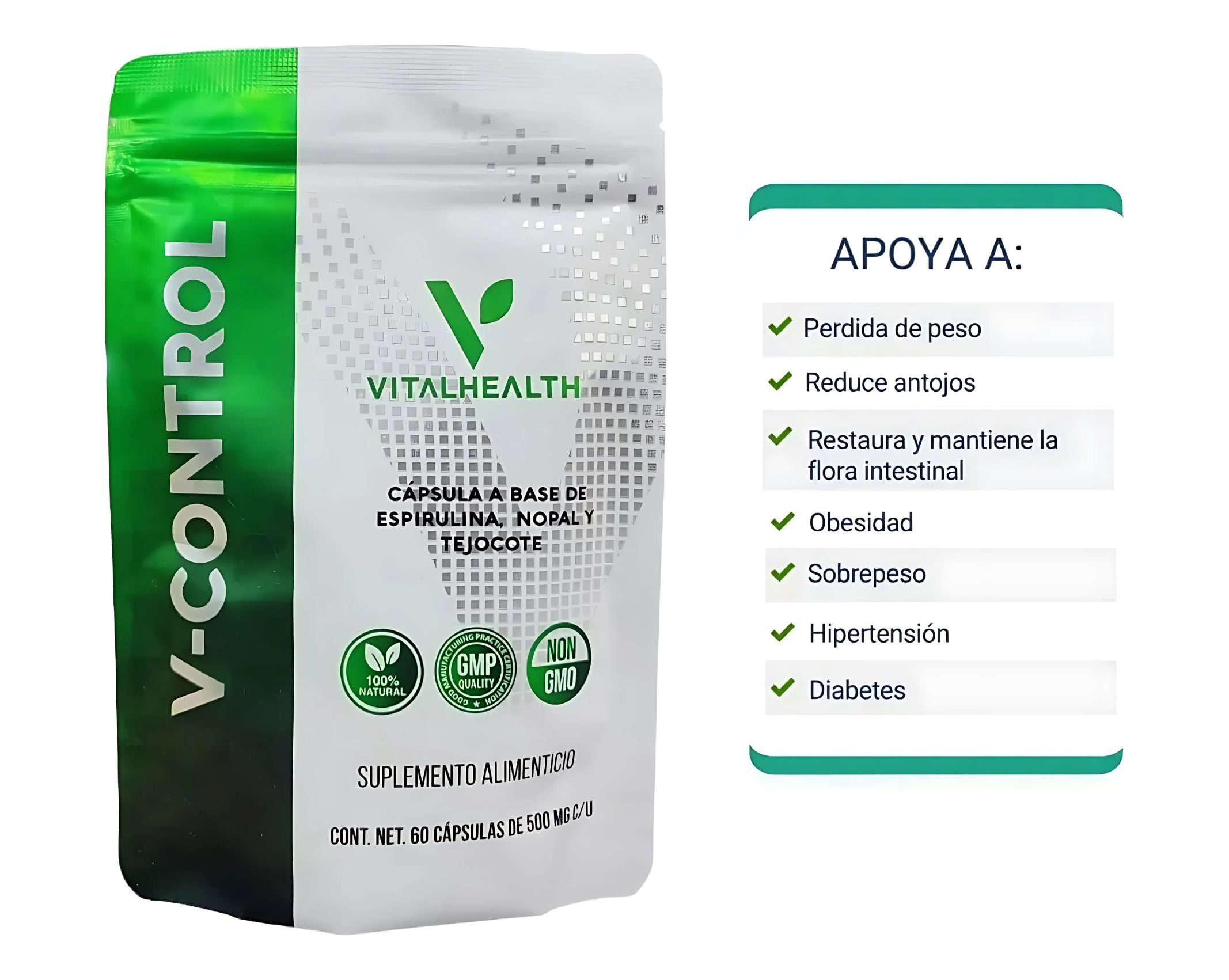 V-Control VitalHealth 60 Cápsulas | Control de Peso y Metabolismo Natural