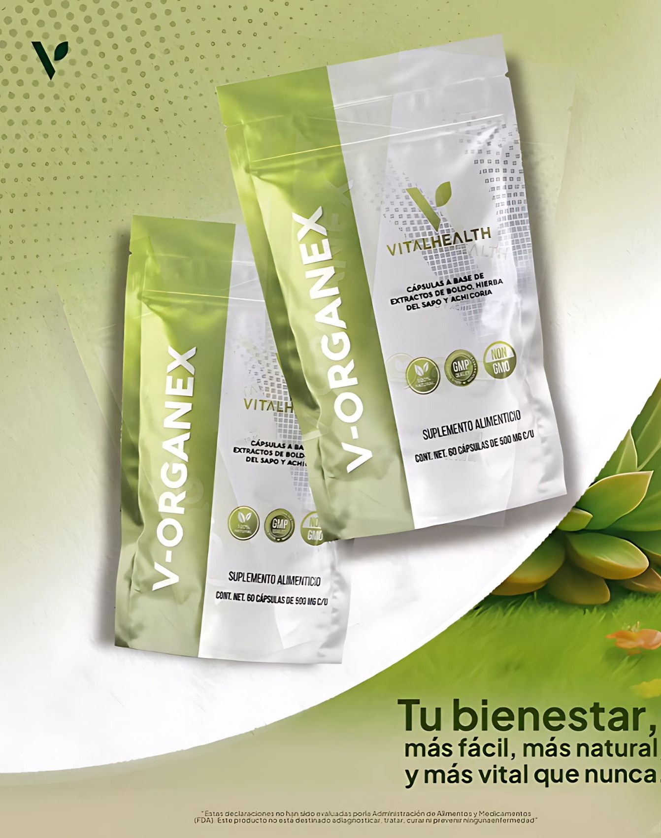 V-Organex VitalHealth – Suplemento Natural para Salud Hepática y Digestiva – 60 Cápsulas