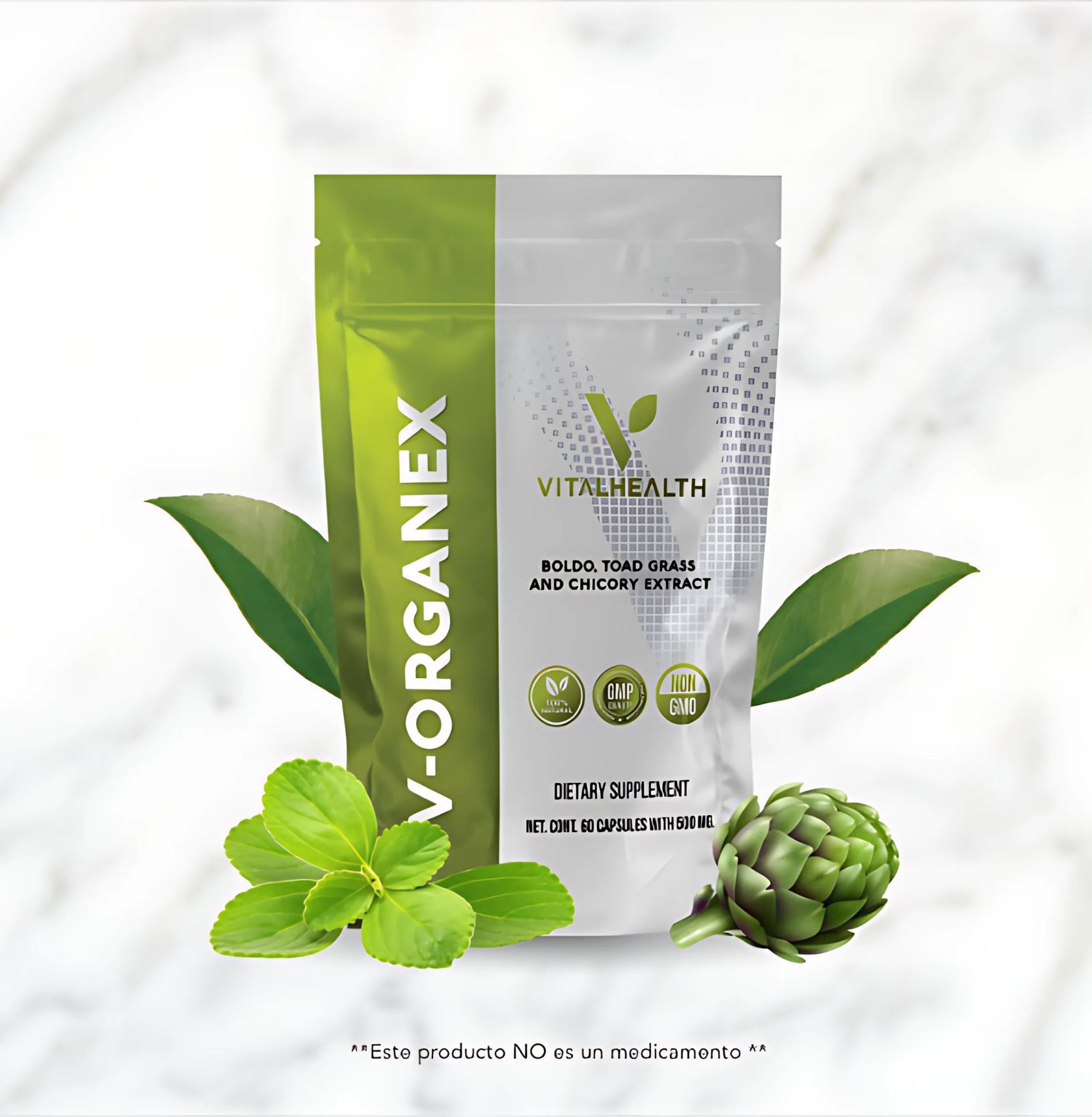 V-Organex VitalHealth – Suplemento Natural para Salud Hepática y Digestiva – 60 Cápsulas
